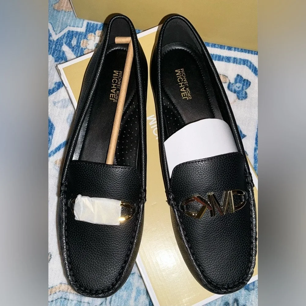 Michael Kors Leather Slip-On Black Reed Loafers (NWT)